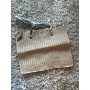 NWT Victoria's Secret Beige Tote Bag Knit Double Handle Beach Tote